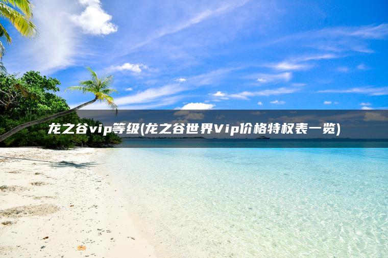 龙之谷vip等级(龙之谷世界Vip价格特权表一览)