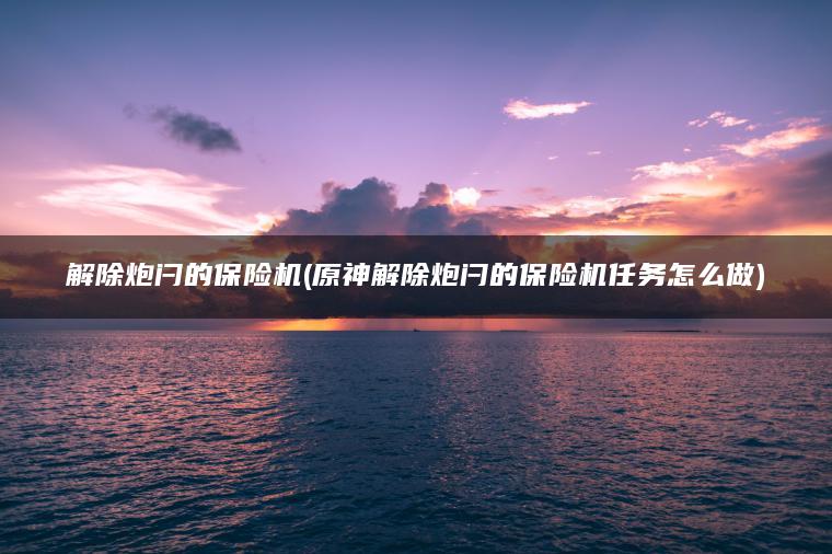 解除炮闩的保险机(原神解除炮闩的保险机任务怎么做)