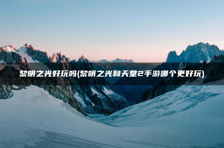 黎明之光好玩吗(黎明之光和天堂2手游哪个更好玩)