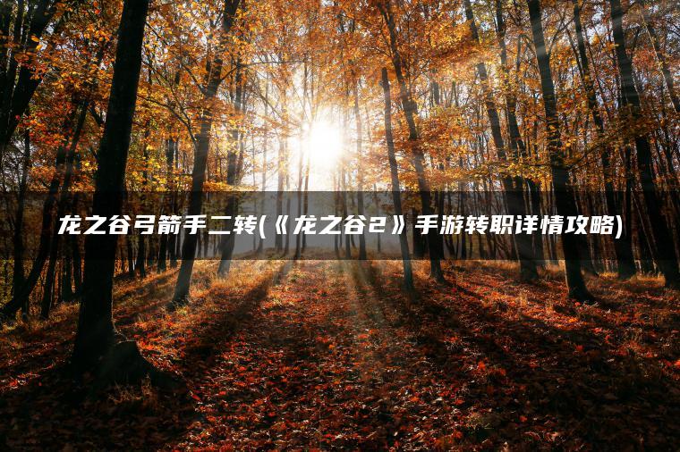 龙之谷弓箭手二转(《龙之谷2》手游转职详情攻略)