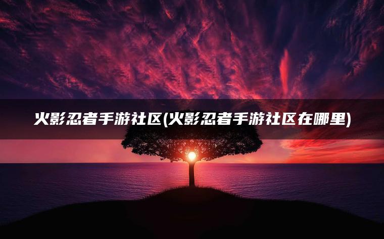 火影忍者手游社区(火影忍者手游社区在哪里)