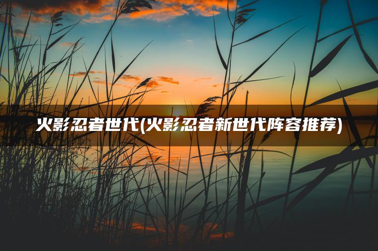 火影忍者世代(火影忍者新世代阵容推荐)