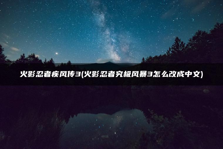 火影忍者疾风传3(火影忍者究极风暴3怎么改成中文)