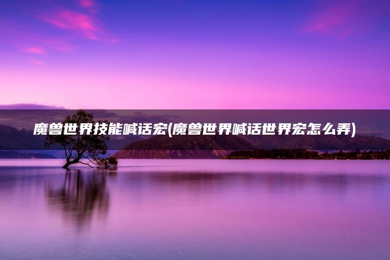 魔兽世界技能喊话宏(魔兽世界喊话世界宏怎么弄)