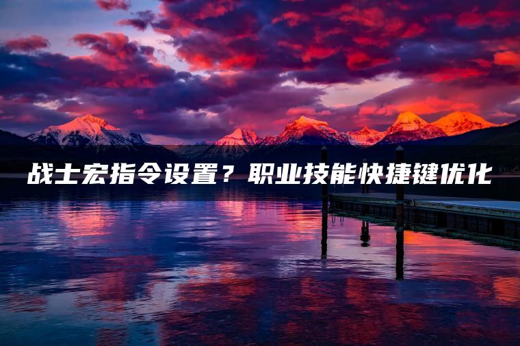 战士宏指令设置？职业技能快捷键优化