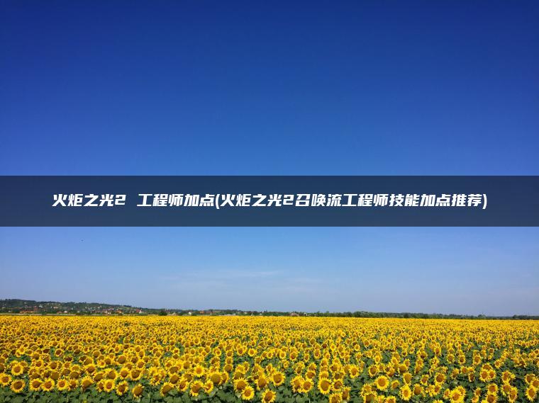 火炬之光2 工程师加点(火炬之光2召唤流工程师技能加点推荐)