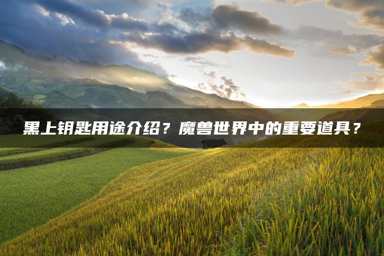 黑上钥匙用途介绍？魔兽世界中的重要道具？
