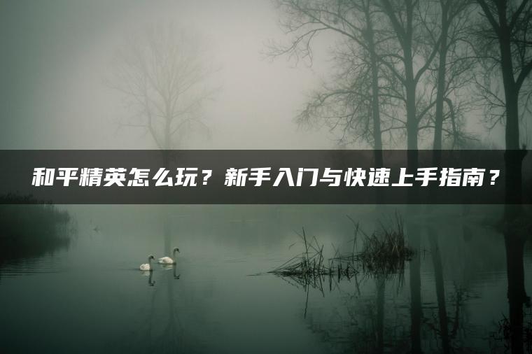和平精英怎么玩？新手入门与快速上手指南？