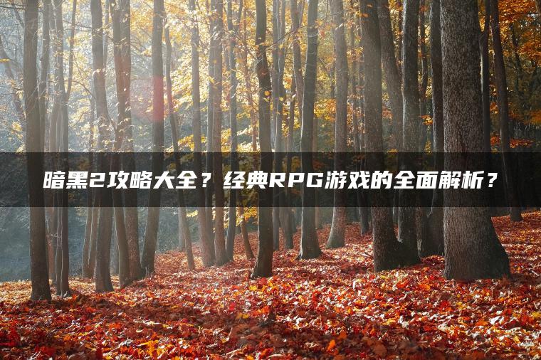暗黑2攻略大全？经典RPG游戏的全面解析？