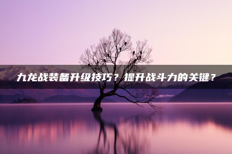 九龙战装备升级技巧？提升战斗力的关键？