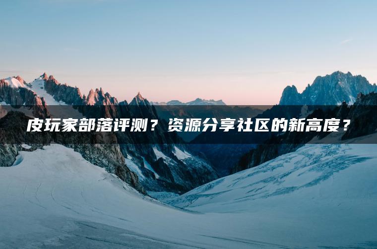 皮玩家部落评测？资源分享社区的新高度？
