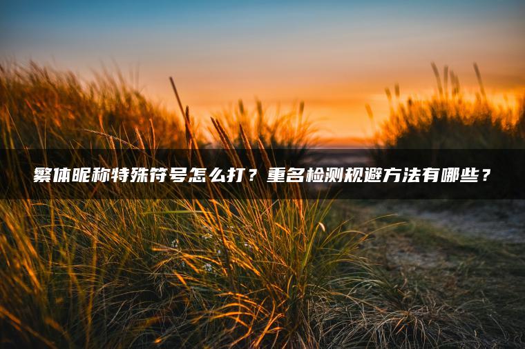 繁体昵称特殊符号怎么打？重名检测规避方法有哪些？