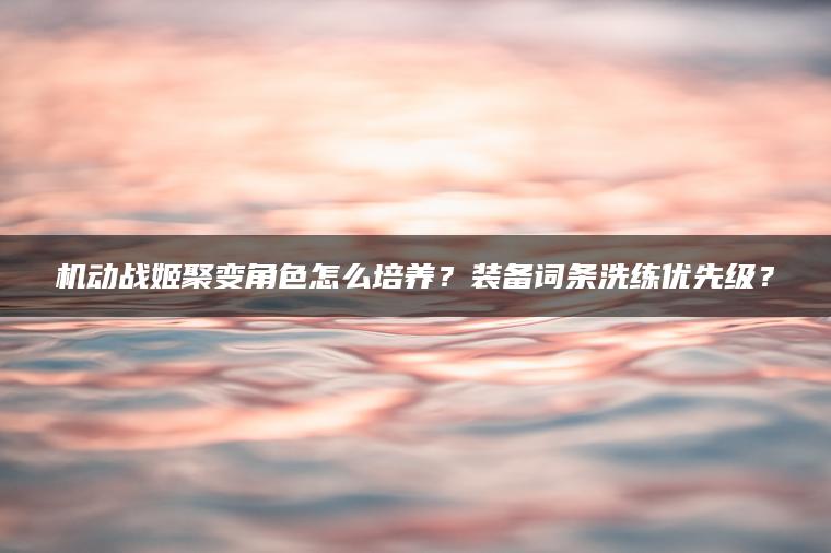 机动战姬聚变角色怎么培养？装备词条洗练优先级？